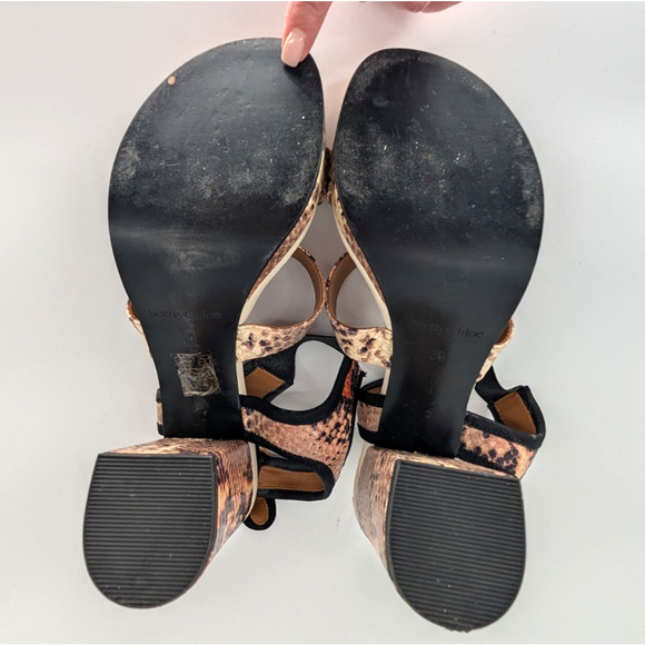 See by Chloé Snakeskin Effect Block Heel Platform Leather Sandal 39 Luxury Glam - Picture 10 of 13